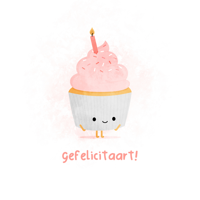 Verjaardagskaart blije cupcake gefelicitaart - Verjaardagskaarten Verjaardagskaarten - Verjaardagskaart blije cupcake gefelicitaart