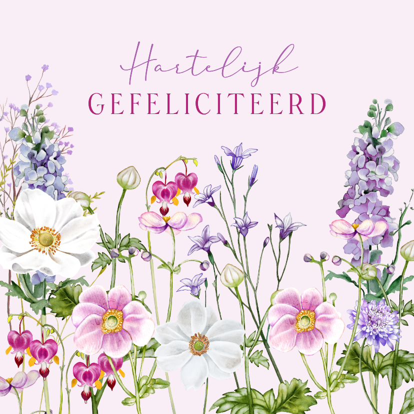 Verjaardagskaarten - Verjaardagskaart bloemen in de tuin