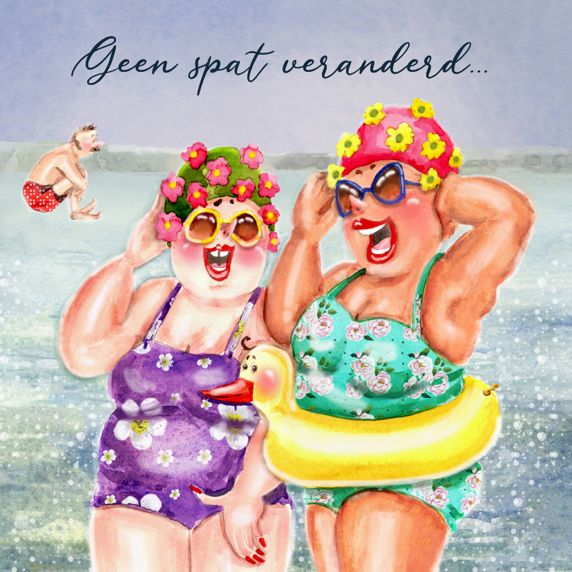 Verjaardagskaarten - Verjaardagskaart bloemenbadmuts