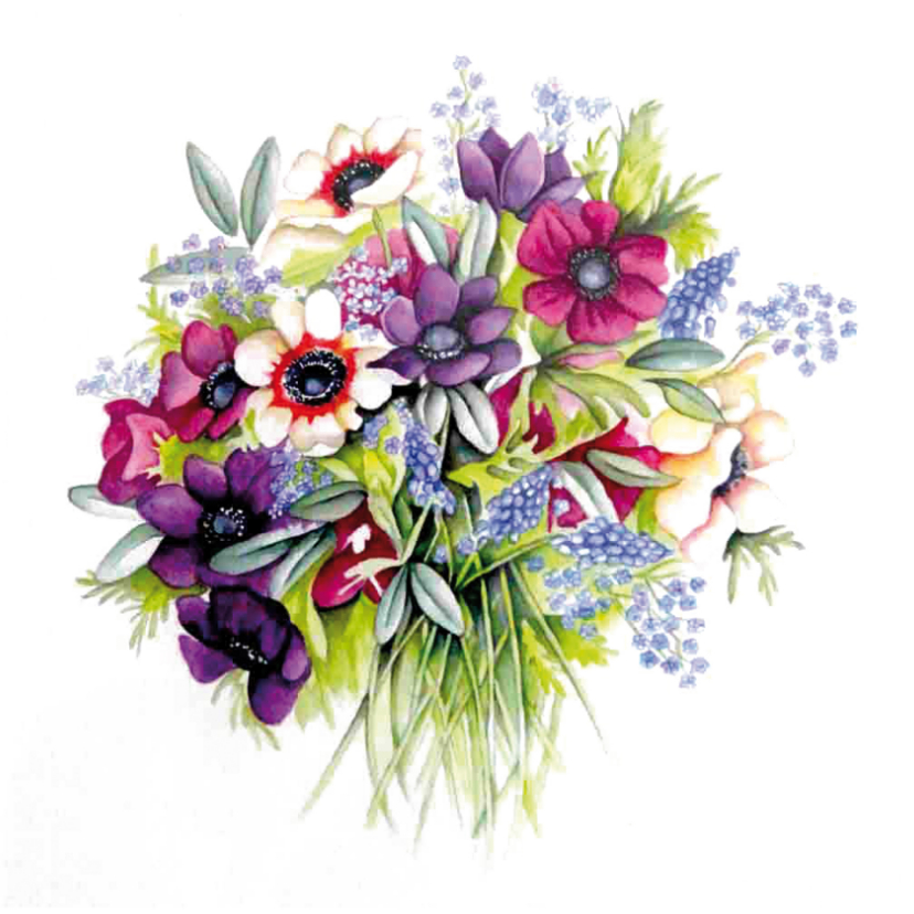 verjaardagskaart boeket annemonen - Verjaardagskaarten Verjaardagskaarten - verjaardagskaart boeket annemonen