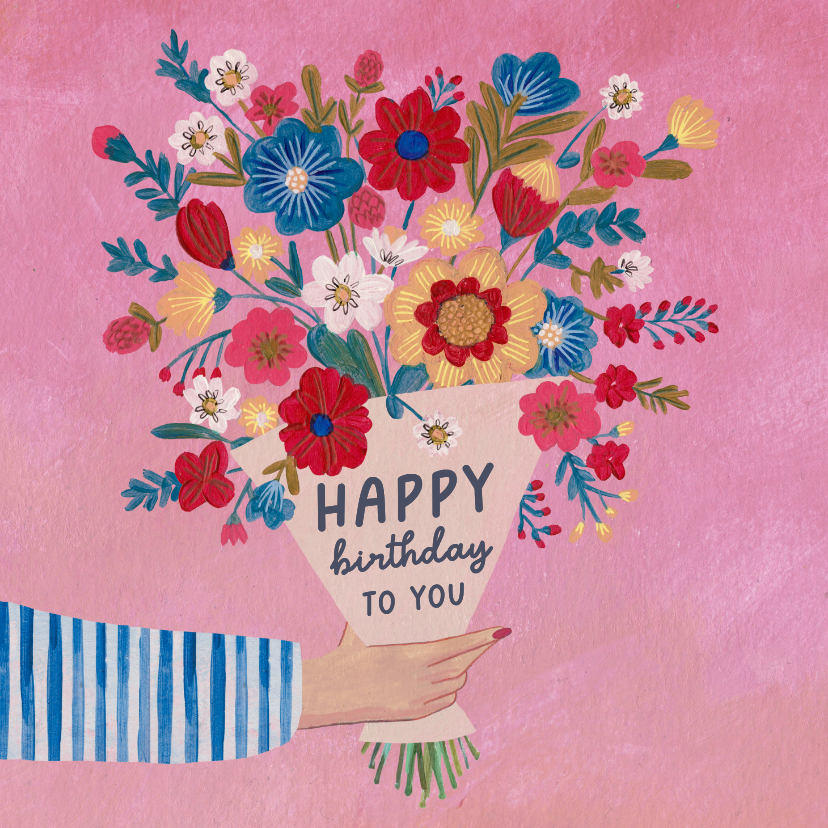 Verjaardagskaarten - Verjaardagskaart boeket bloemen voor jou!