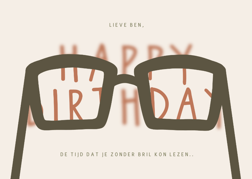 Verjaardagskaarten - Verjaardagskaart bril nodig happy birthday wazig groen