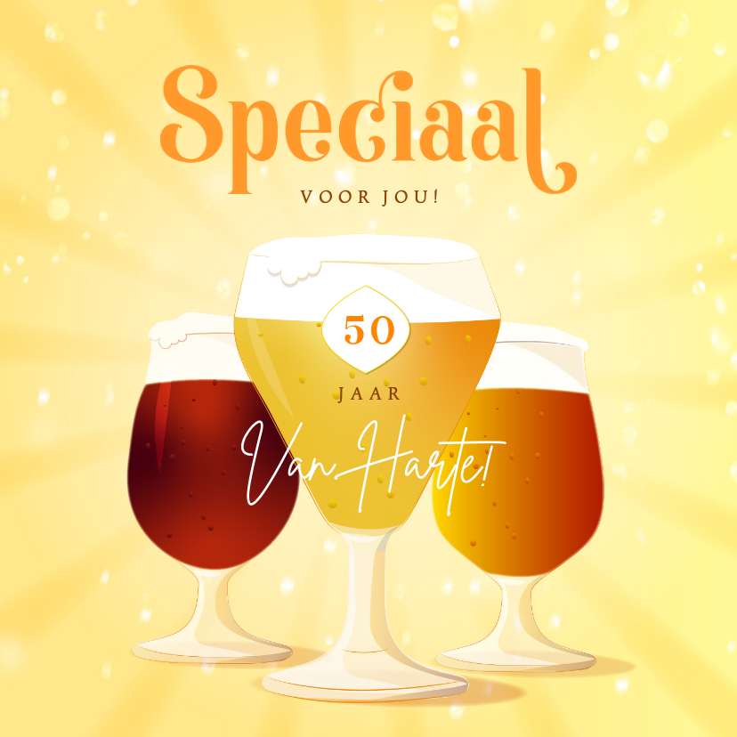 Verjaardagskaarten - Verjaardagskaart bruisend speciaal bier leeftijd aanpasbaar