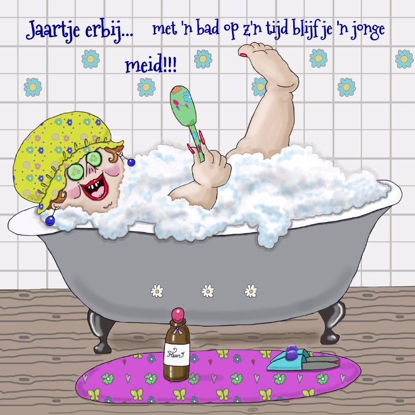 Verjaardagskaart Bubbelbad - Verjaardagskaarten Verjaardagskaarten - Verjaardagskaart Bubbelbad