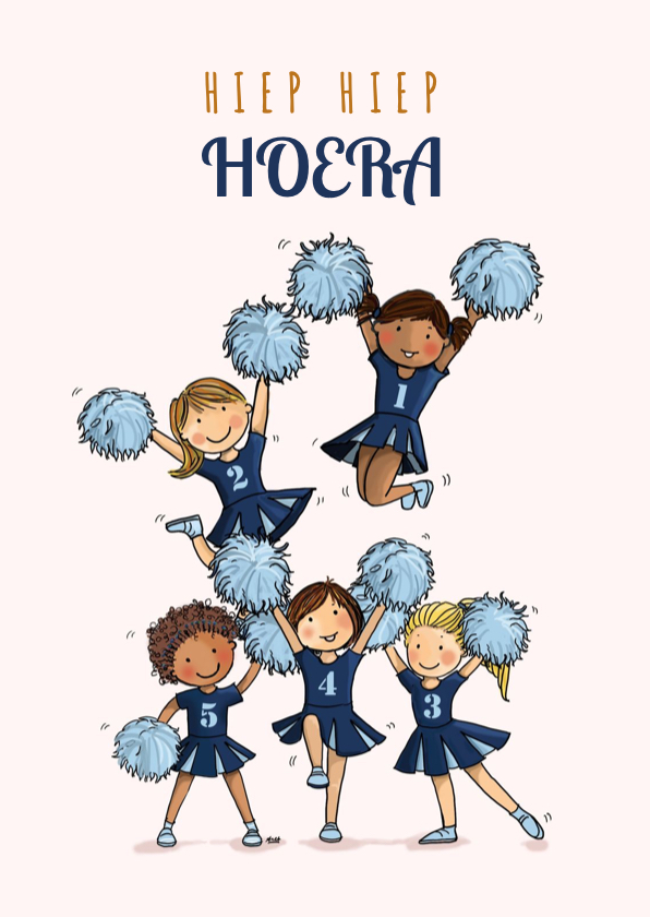 Verjaardagskaarten - Verjaardagskaart cheerleaders blauw