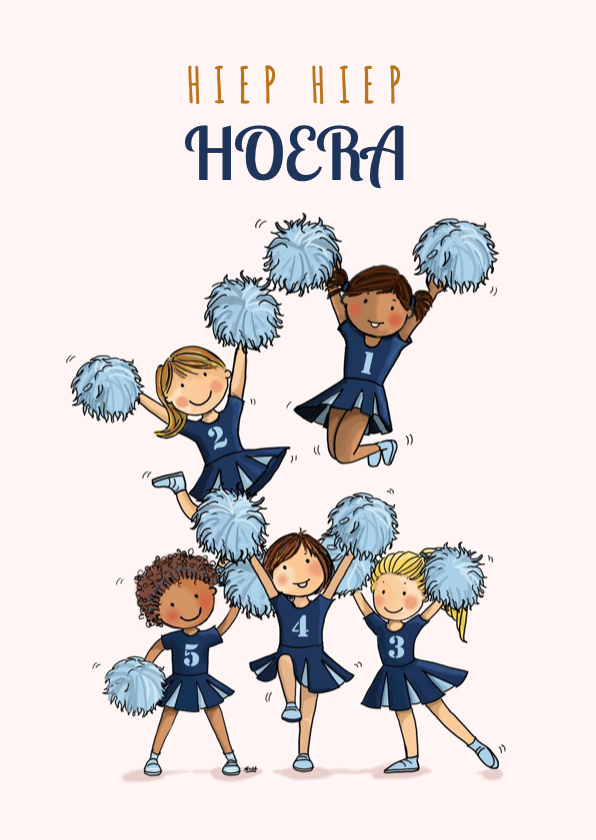 Verjaardagskaart cheerleaders blauw - Verjaardagskaarten Verjaardagskaarten - Verjaardagskaart cheerleaders blauw