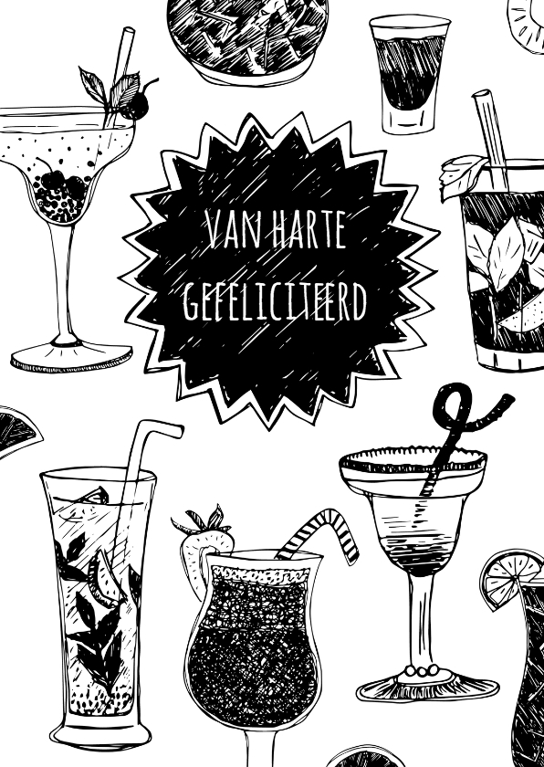 Verjaardagskaarten - Verjaardagskaart cocktails hip