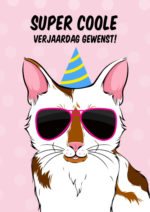 Verjaardagskaart coole kat met zonnebril - Verjaardagskaarten Verjaardagskaarten - Verjaardagskaart coole kat met zonnebril