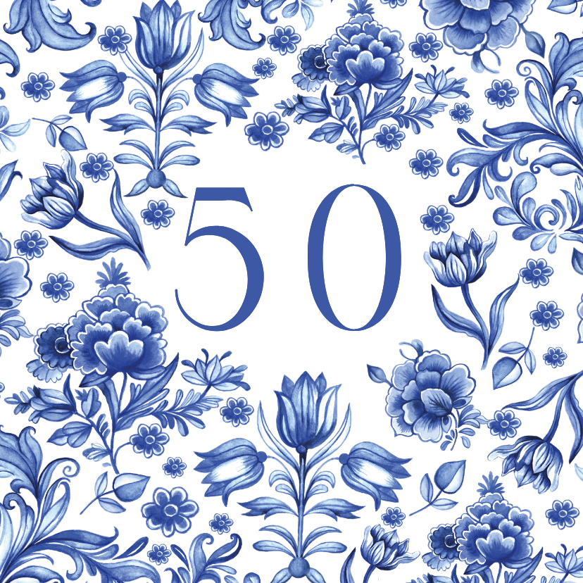 Verjaardagskaarten - Verjaardagskaart delfts blauw patroon