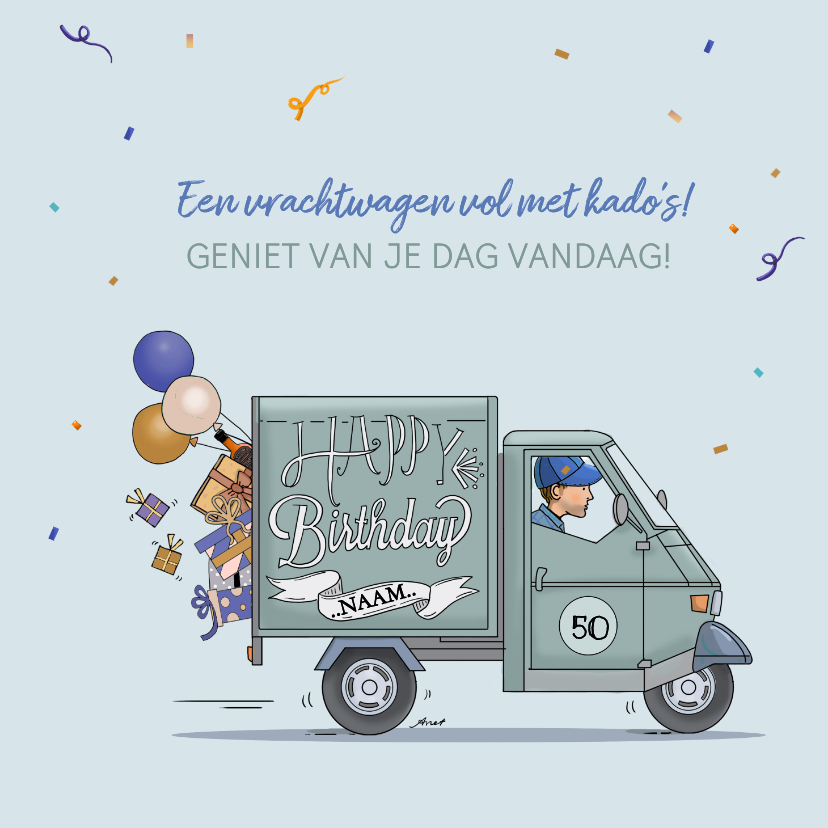 Verjaardagskaarten - Verjaardagskaart driewieler