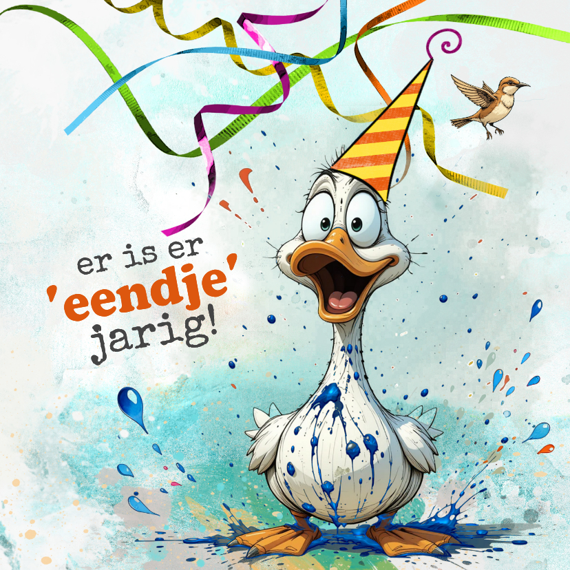 Verjaardagskaarten - Verjaardagskaart eendje jarig hoera