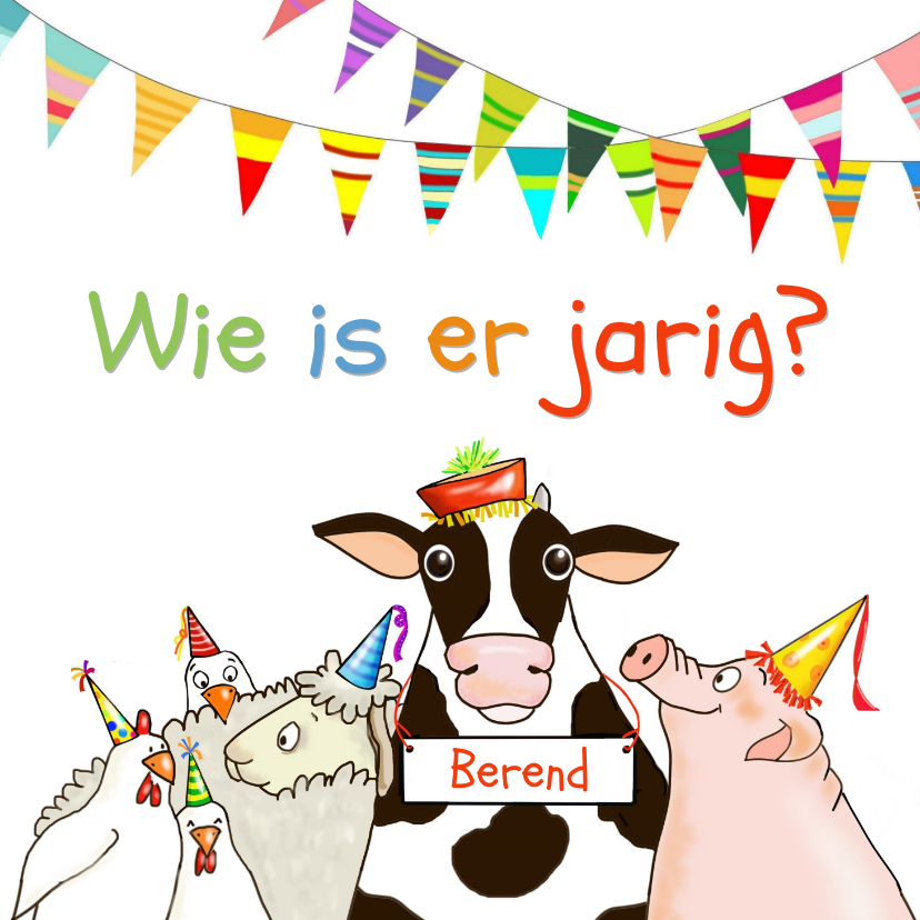 Verjaardagskaarten - Verjaardagskaart feest op de boerderij