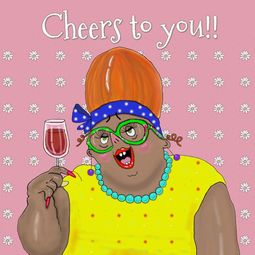 Verjaardagskaart Feestende vrouw - Verjaardagskaarten Verjaardagskaarten - Verjaardagskaart Feestende vrouw