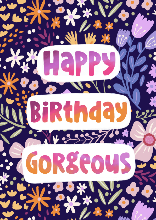 Verjaardagskaart felicitatie meisje vrouw kleurrijk bloemen - Verjaardagskaarten Verjaardagskaarten - Verjaardagskaart felicitatie meisje vrouw kleurrijk bloemen