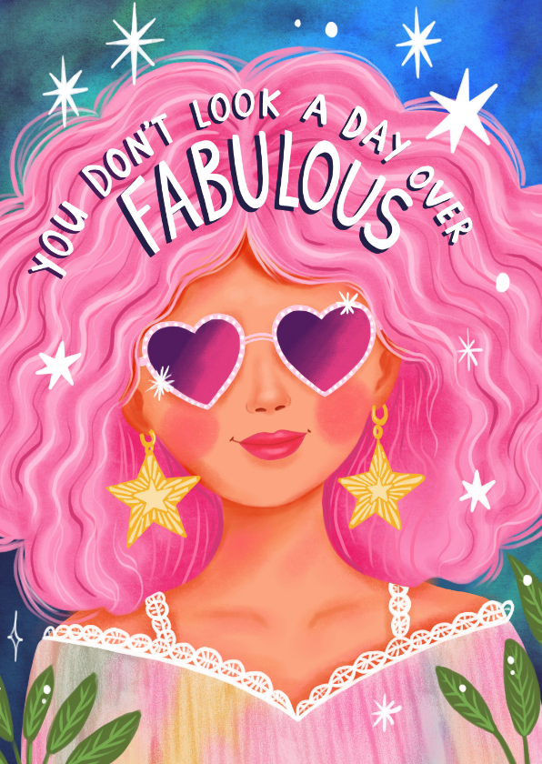 Verjaardagskaarten - Verjaardagskaart felicitatie meisje vrouw kleurrijk fabulous