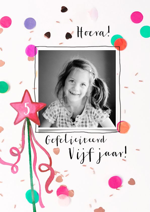 Verjaardagskaart felicitatie toverstaf confetti - Verjaardagskaarten Verjaardagskaarten - Verjaardagskaart felicitatie toverstaf confetti