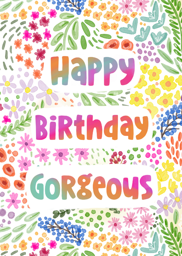 Verjaardagskaarten - Verjaardagskaart felicitatie vrouw meisje vrolijk bloemen