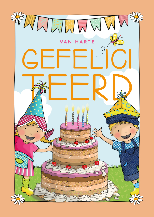 Verjaardagskaarten - Verjaardagskaart Fien & Teun Gefeliciteerd