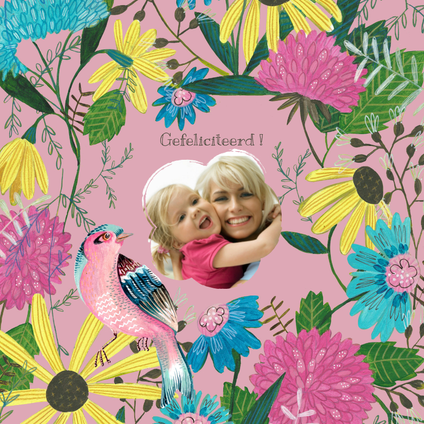 Verjaardagskaarten - Verjaardagskaart foto bloemen pracht