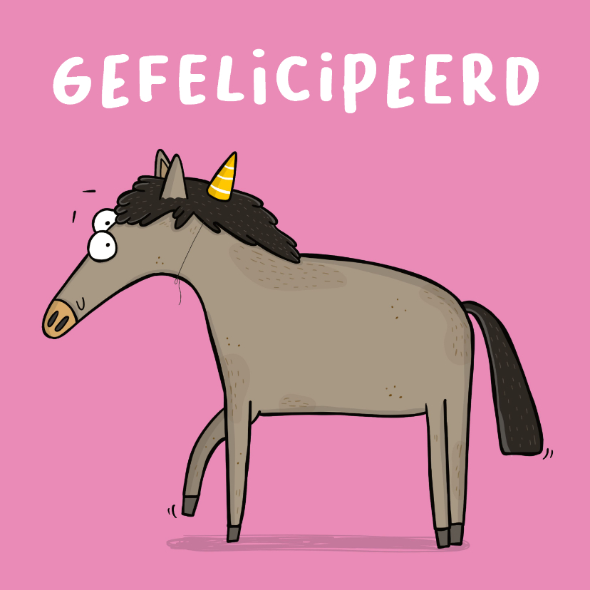 Verjaardagskaarten - Verjaardagskaart gefeliciteerd paard kaart
