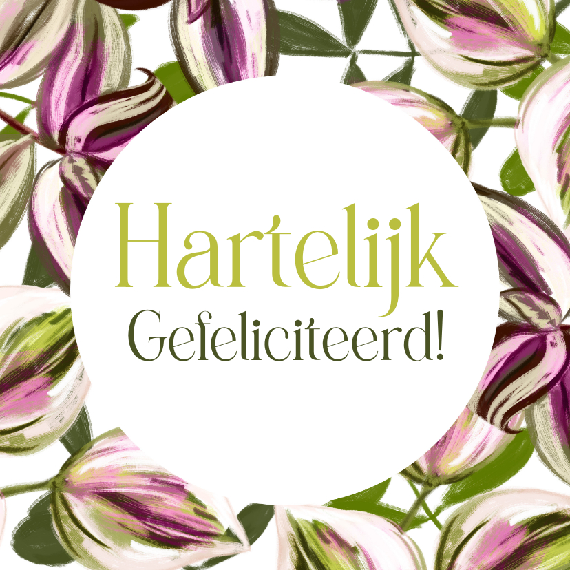 Verjaardagskaart geschilderde bladertakken kleurrijk - Verjaardagskaarten Verjaardagskaarten - Verjaardagskaart geschilderde bladertakken kleurrijk