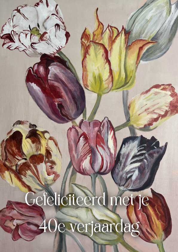 Verjaardagskaart geschilderde tulpen - Verjaardagskaarten Verjaardagskaarten - Verjaardagskaart geschilderde tulpen