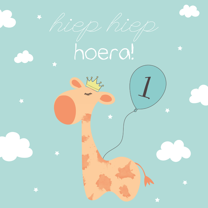 Verjaardagskaart Giraffe - Jongen - Verjaardagskaarten Verjaardagskaarten - Verjaardagskaart Giraffe - Jongen