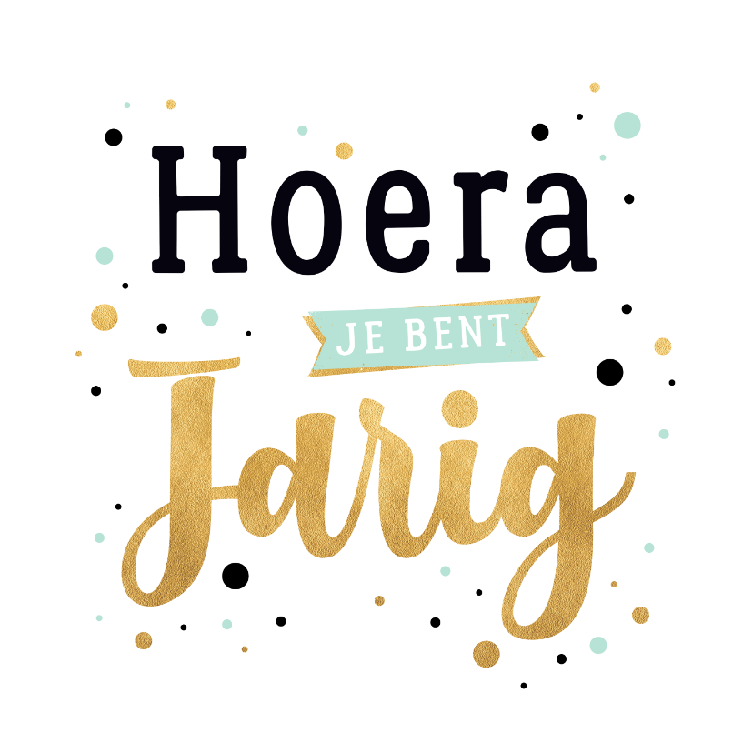 Verjaardagskaart goud stippen - Verjaardagskaarten Verjaardagskaarten - Verjaardagskaart goud stippen