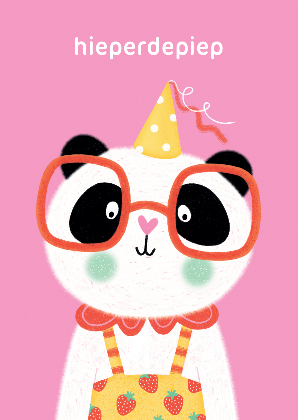 Verjaardagskaarten - Verjaardagskaart grappige panda feestmuts