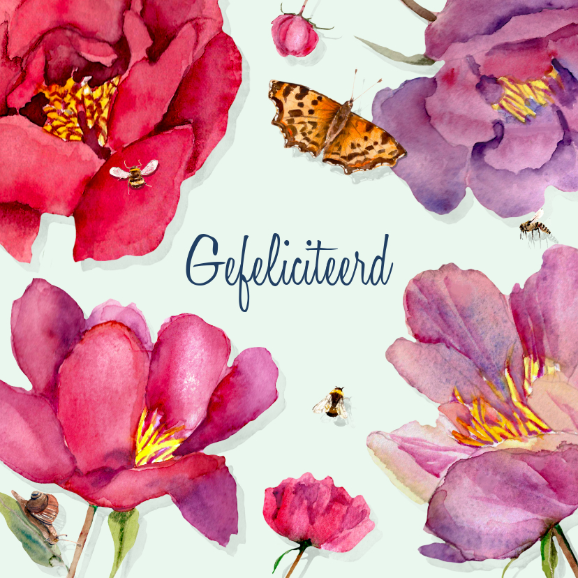 Verjaardagskaart Grote kleurrijke bloemen - Verjaardagskaarten Verjaardagskaarten - Verjaardagskaart Grote kleurrijke bloemen