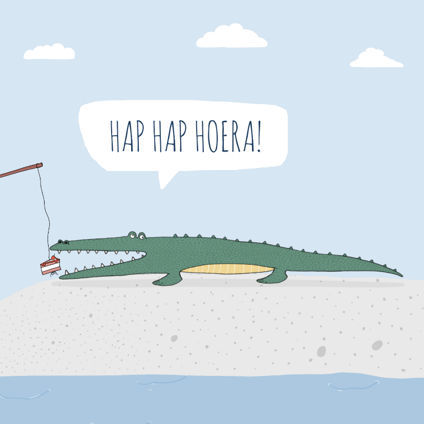 Verjaardagskaart Hap Hap Hoera! - Verjaardagskaarten Verjaardagskaarten - Verjaardagskaart Hap Hap Hoera!