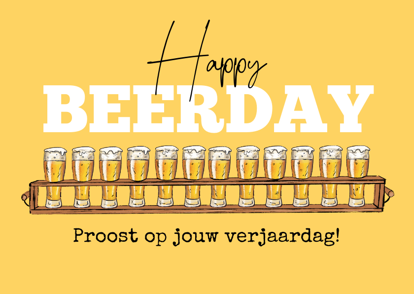 Verjaardagskaarten - Verjaardagskaart happy beerday humor man bier