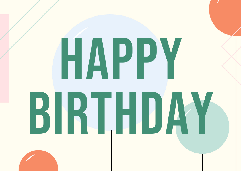 Verjaardagskaarten - Verjaardagskaart happy birthday ballon geometrie groen