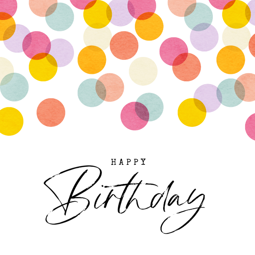 Verjaardagskaarten - Verjaardagskaart happy birthday confetti kleurrijk feest
