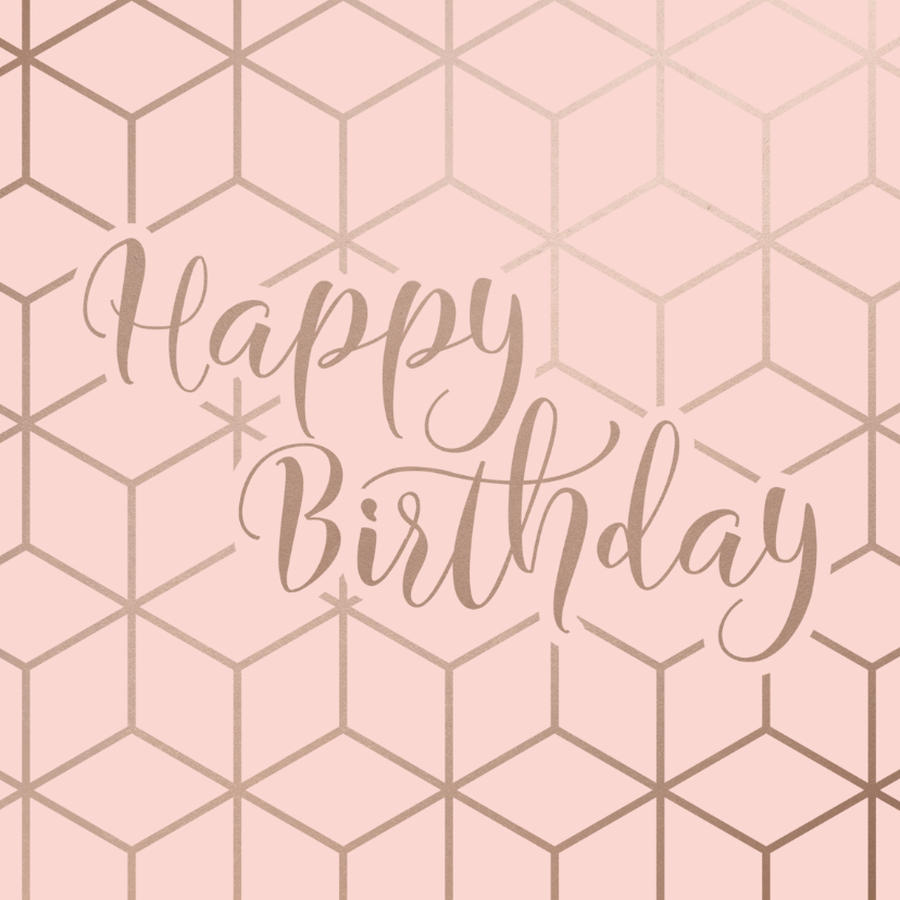 Verjaardagskaarten - Verjaardagskaart Happy Birthday geometrisch patroon roze