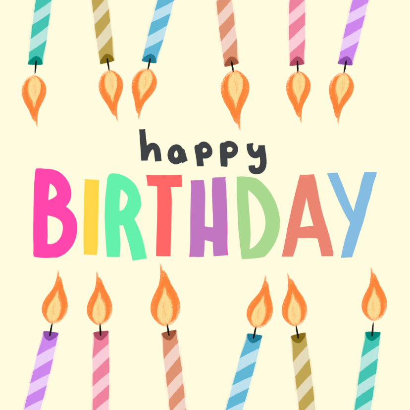 Verjaardagskaart happy birthday kaarsjes - Verjaardagskaarten Verjaardagskaarten - Verjaardagskaart happy birthday kaarsjes