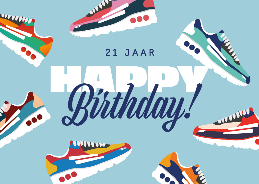 Verjaardagskaarten - Verjaardagskaart Happy Birthday sneakers sport