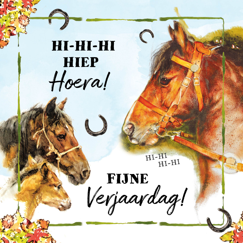 Verjaardagskaarten - Verjaardagskaart hinnikend paard