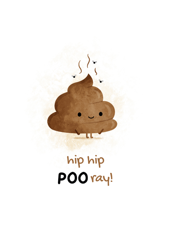 Verjaardagskaart hip hip pooray met drol - Verjaardagskaarten Verjaardagskaarten - Verjaardagskaart hip hip pooray met drol