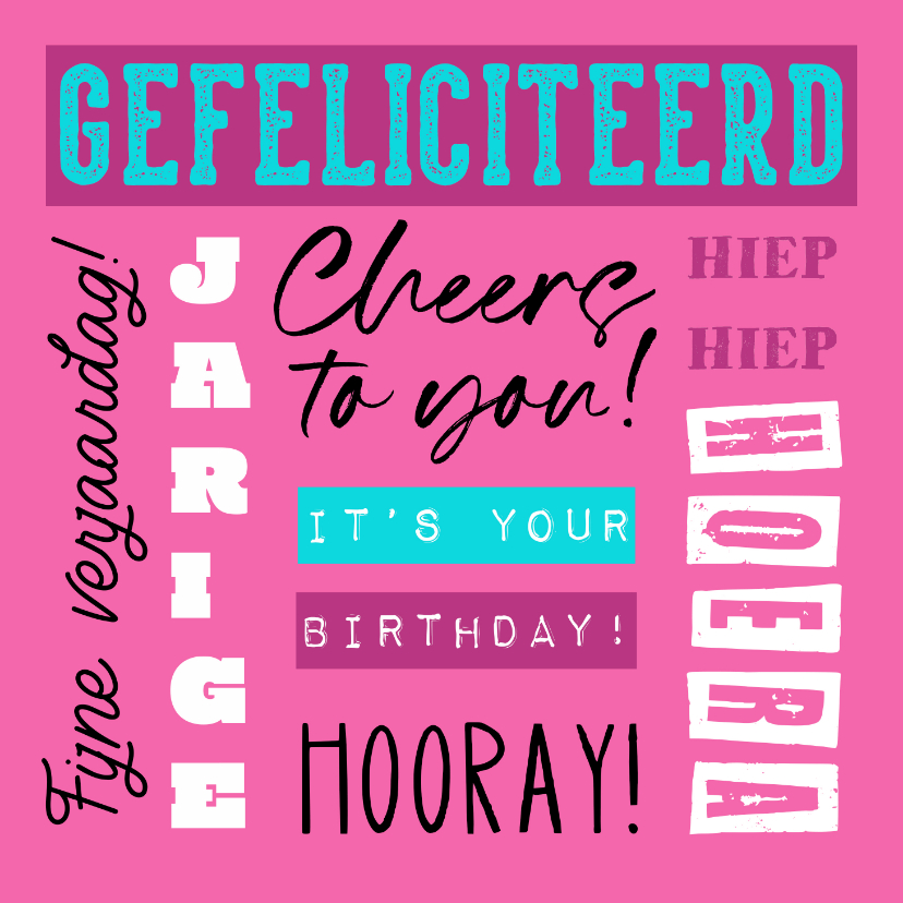 Verjaardagskaart hip typografisch modern happy birthday - Verjaardagskaarten Verjaardagskaarten - Verjaardagskaart hip typografisch modern happy birthday