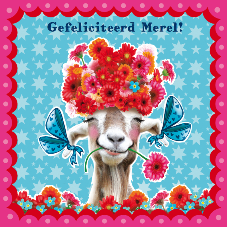 verjaardagskaart hippe geit blauw - Verjaardagskaarten Verjaardagskaarten - verjaardagskaart hippe geit blauw