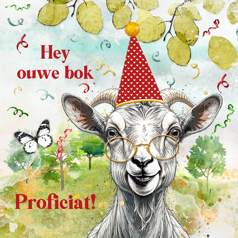 Verjaardagskaarten - Verjaardagskaart hoera ouwe bok