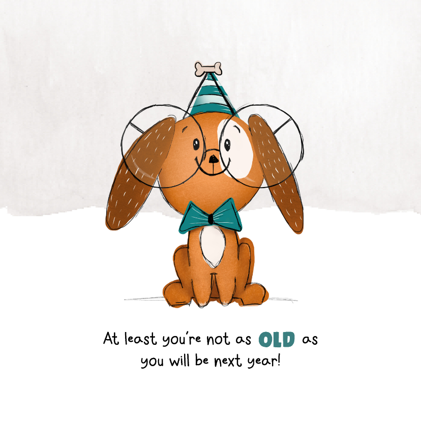 Verjaardagskaarten - Verjaardagskaart hond met bril 