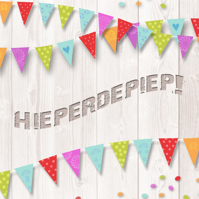 Verjaardagskaart hout vlag av - Verjaardagskaarten Verjaardagskaarten - Verjaardagskaart hout vlag av