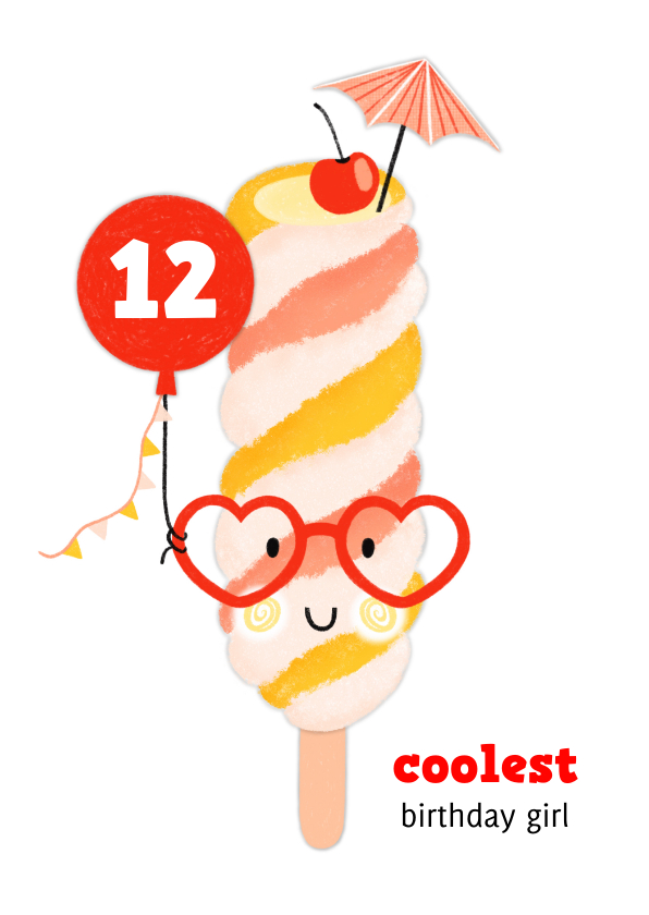 Verjaardagskaarten - Verjaardagskaart ijsje ballon rood