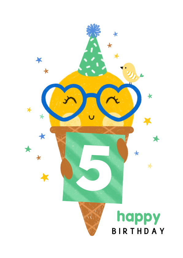Verjaardagskaarten - Verjaardagskaart ijsje bolletje groen blauw