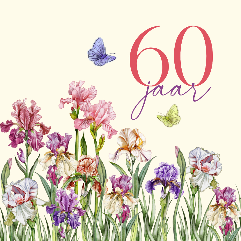 Verjaardagskaarten - Verjaardagskaart irisbloemen