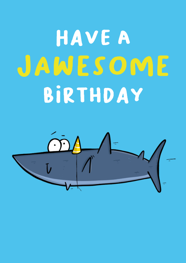 Verjaardagskaarten - Verjaardagskaart Jawesome birthday shark