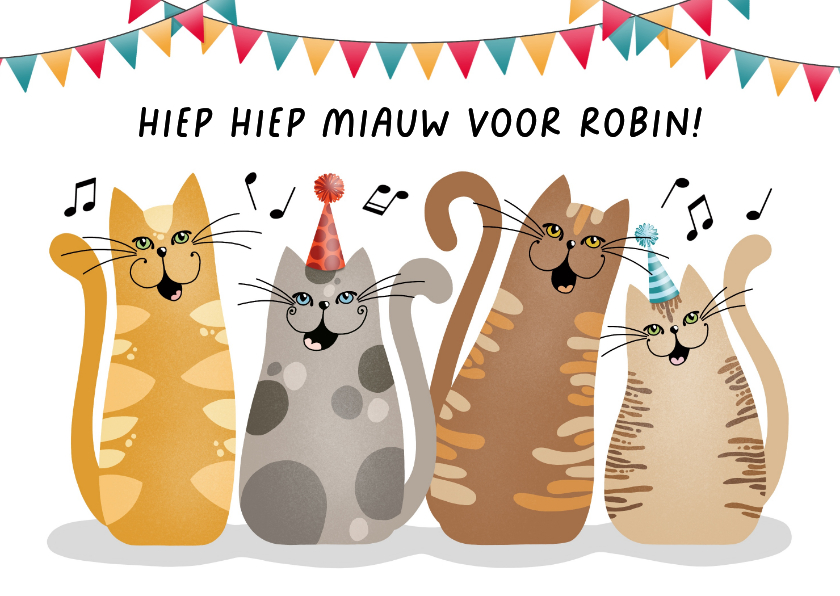 Verjaardagskaarten - Verjaardagskaart - Katten zingen jarige toe