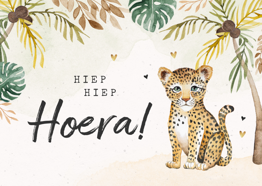 Verjaardagskaart kind jungle dieren luipaard - Verjaardagskaarten Verjaardagskaarten - Verjaardagskaart kind jungle dieren luipaard